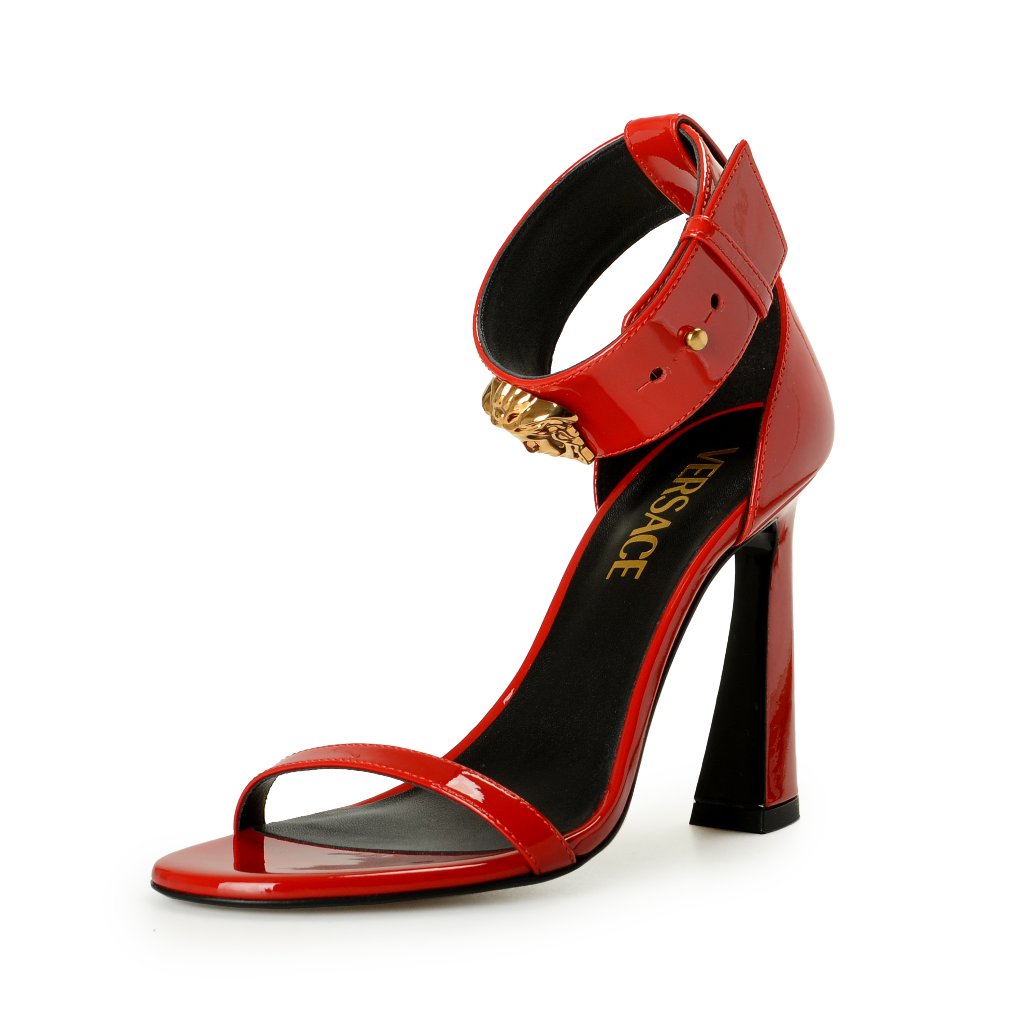 Versace Women's Gold Medusa Patent Leather Ankle Wrap Pumps Shoes Us 11 It 41
